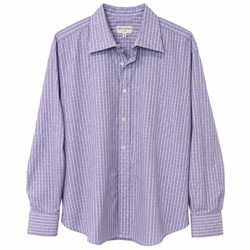 Alfred Dunhill London Purple Stripe Button Down Dress Shirt Men's 18 Large